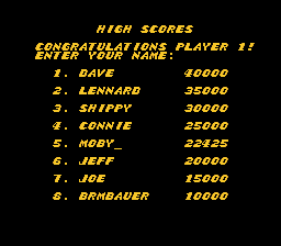 Q*bert 3 (SNES) screenshot: A high score - enter your name.