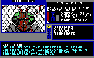 Starflight (Commodore 64) screenshot: The Veloxi.