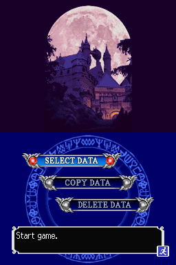 Castlevania: Dawn of Sorrow (Nintendo DS) screenshot: Start menu
