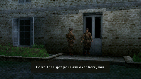 Brothers in Arms: D-Day (PSP) screenshot: One of many in-game dialogs