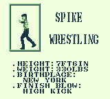 Ring Rage (Game Boy) screenshot: An overview of the different fighters