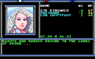 Champions of Krynn (Amiga) screenshot: Rolling demo - Beauty and danger...