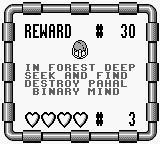 Monster Max (Game Boy) screenshot: Mission objective and reward