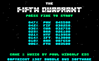 The Fifth Quadrant (Amstrad CPC) screenshot: Title