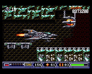 Turrican II: The Final Fight (Amiga) screenshot: Taking off in a space-ship.
