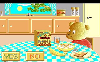 Barney Bear Goes to School (CDTV) screenshot: Eat breakfast or not?