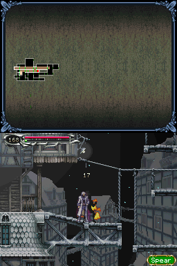 Castlevania: Dawn of Sorrow (Nintendo DS) screenshot: Check out the nifty 3D village in the background.