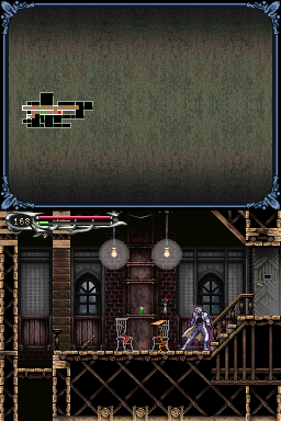 Castlevania: Dawn of Sorrow (Nintendo DS) screenshot: Battling a tiny poltergeist.