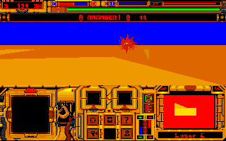 A.G.E. (Amiga) screenshot: ...be fried by the ship's laser!