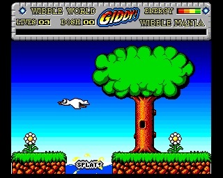 Wibble World Giddy: Wibble Mania! (Amiga) screenshot: SPLAT!