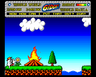 Wibble World Giddy: Wibble Mania! (Amiga) screenshot: Fire