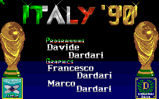 Italy '90 Soccer (Amiga) screenshot: Development team behind the game...
