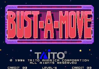 Bust-A-Move (Arcade) screenshot: US title screen (Neo Geo version)