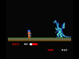 Dragon Buster (MSX) screenshot: The Dragon, the first Level Boss