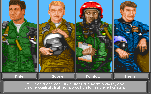 Top Gun: Danger Zone (DOS) screenshot: Choose your RIO