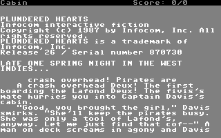 Plundered Hearts (Commodore 64) screenshot: Title screen