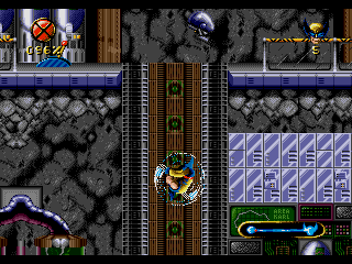 Wolverine: Adamantium Rage (Genesis) screenshot: Wolverine has quite a lot of moves, for example spinning in the air.