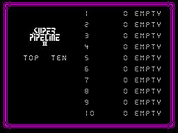 Super Pipeline II (ZX Spectrum) screenshot: High scores