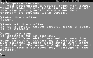 Plundered Hearts (Commodore 64) screenshot: In the officers's cabin