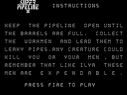 Super Pipeline II (ZX Spectrum) screenshot: Instructions