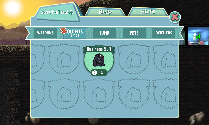 Fallout Shelter (Android) screenshot: New outfits