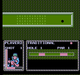 Mini-Putt (NES) screenshot: Playing under rainy conditions