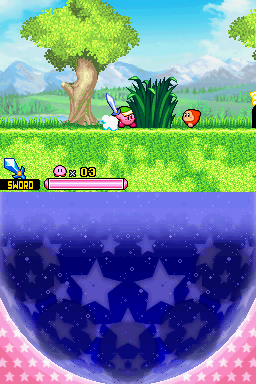 Kirby: Squeak Squad (Nintendo DS) screenshot: Surprisingly Link-like Sword Kirby