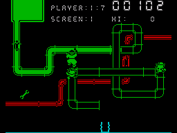 Super Pipeline II (ZX Spectrum) screenshot: There's a spanner in the works