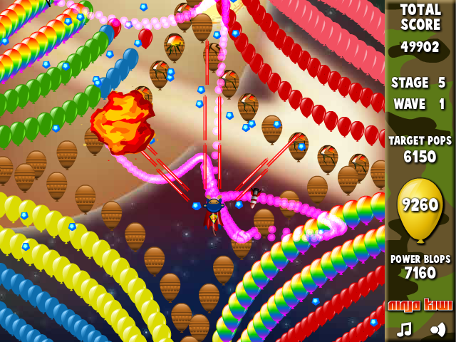 Bloons Super Monkey (Browser) screenshot: Stage 5 wave 1: a lot of balloons!
