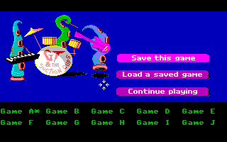 Maniac Mansion (Amiga) screenshot: The save/load menu.