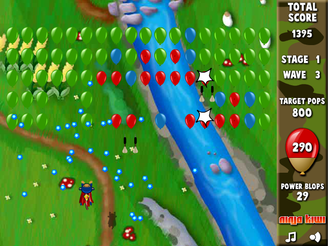 Bloons Super Monkey (Browser) screenshot: Stage 1 wave 3