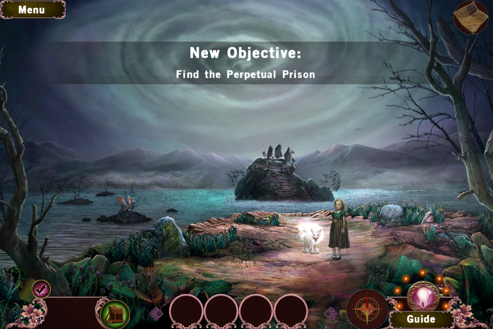 Otherworld: Shades of Fall (Collector's Edition) (iPhone) screenshot: Game starting location and first objective