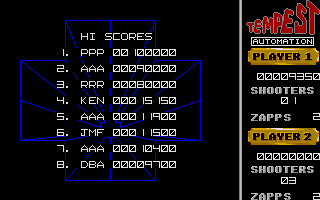 Tempest (Atari ST) screenshot: High scores