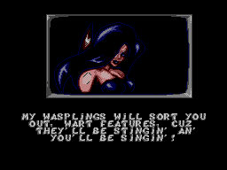 Battletoads in Battlemaniacs (SEGA Master System) screenshot: Dark Queen taunts the toads between the levels. Only frogs would think of battling such a hot woman...