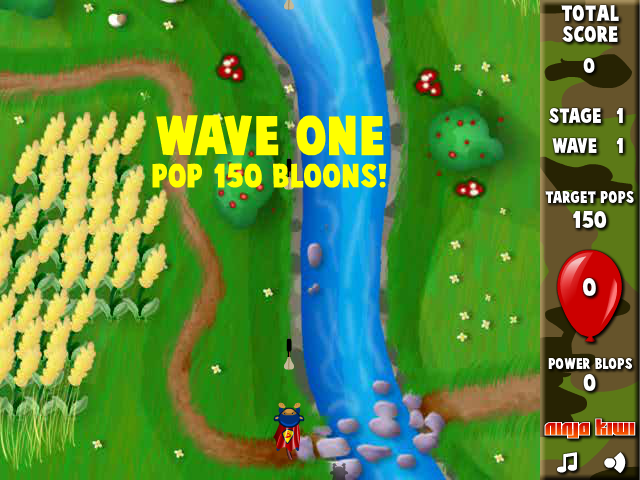 Bloons Super Monkey (Browser) screenshot: Start of the game