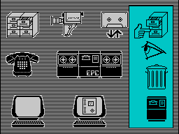 the Fourth Protocol (ZX Spectrum) screenshot: This is where you can access any files you stored away.