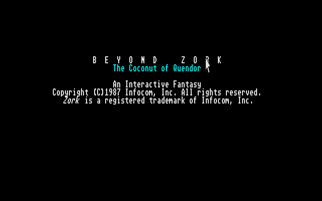 Beyond Zork: The Coconut of Quendor (Atari ST) screenshot: Title screen