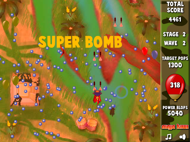 Bloons Super Monkey (Browser) screenshot: Stage 2 wave 2: super bomb