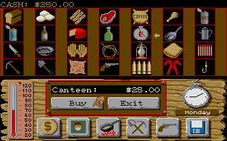 Lost Dutchman Mine (Atari ST) screenshot: Buying supplies