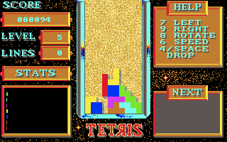 Tetris (Amiga) screenshot: The Mirrorsoft version has an exciting perspective effect