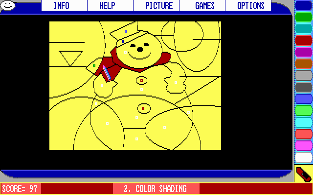 Magic Crayon (DOS) screenshot: Color shading exercise.