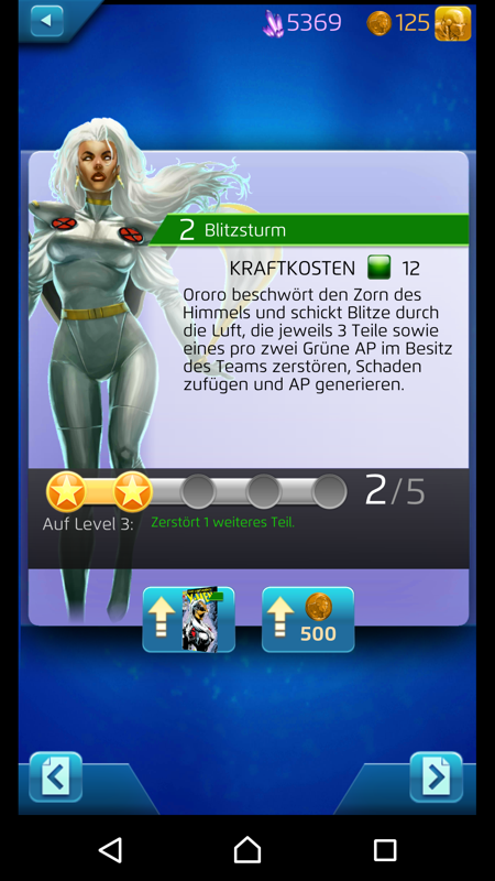 Marvel Puzzle Quest (Android) screenshot: Details of a power from Storm.