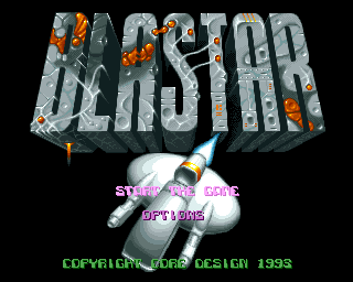 Blastar (Amiga) screenshot: The title screen.