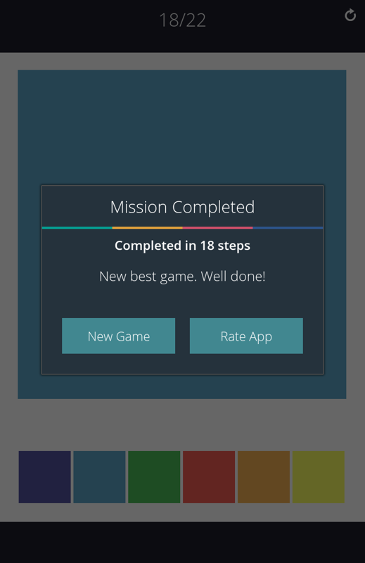 Color Flood (Android) screenshot: Successfully finished