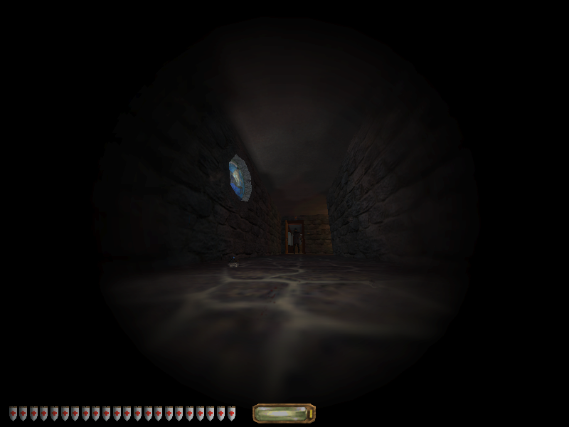 Thief II: The Metal Age (Windows) screenshot: You can use special crystals to peek into corridors and spy on guards