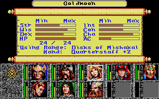 Dragons of Flame (Atari ST) screenshot: Character stats
