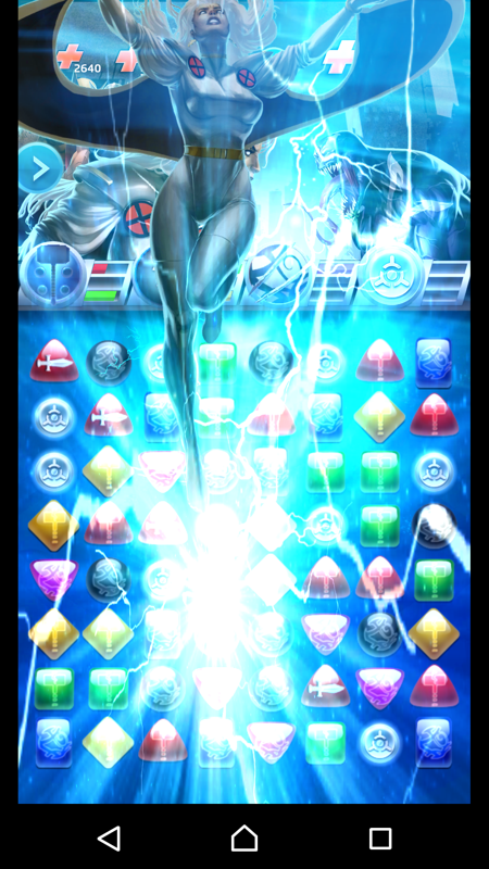 Marvel Puzzle Quest (Android) screenshot: Using a power of Storm.