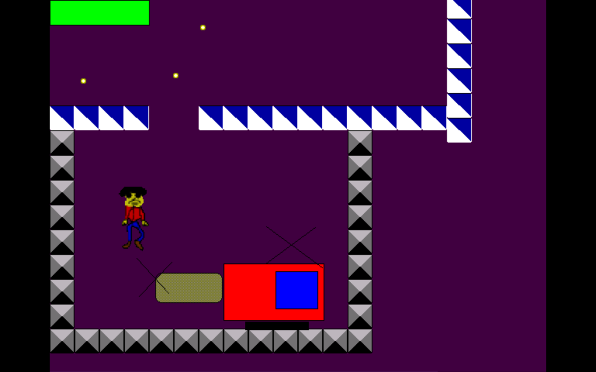 Seid (Windows) screenshot: Final level. Once you touch this helicopter (?), the game quits instantly (there's no ending.)