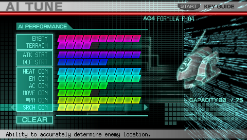 Armored Core: Formula Front - Extreme Battle (PSP) screenshot: Even more complex AI tuning