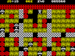 Boulder Dash II: Rockford's Revenge (ZX Spectrum) screenshot: Room L/1. End of the game is not yet near.